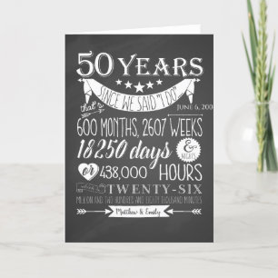 50. Hochzeitstag, Schiefertafel, 50 Jahre Dankeskarte