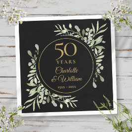 50. Hochzeitstag Schwarz-Gold-Grün Serviette
