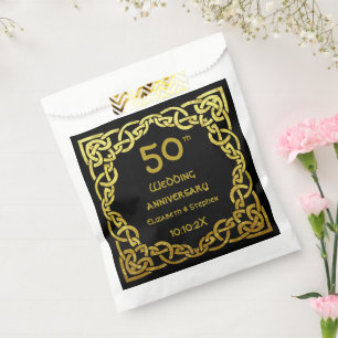 50. Hochzeitstag Schwarz & Gold keltischer Knoten Geschenktütchen