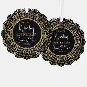 50. Hochzeitstag Schwarz & Gold Rahmen Ornament Karte
