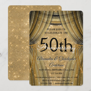 50. Hochzeitstag Schwarz und Gold Glanz Einladung