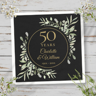 50. Hochzeitstag Schwarz und Gold Grün Serviette
