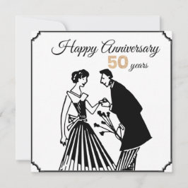 50. Hochzeitstag Schwarz-Weiß-Elegant Einladung