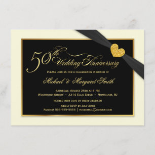 50. Hochzeitstag Schwarze Band Einladungen