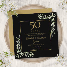 50. Hochzeitstag Schwarzes Gold Square Save The Date