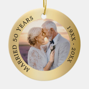 50. Hochzeitstag Silberfoto Keramik Ornament