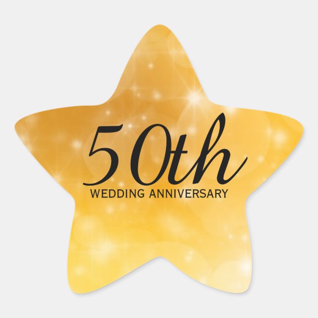 50. Hochzeitstag Star-Shaped Gold Sticker (Vorderseite)
