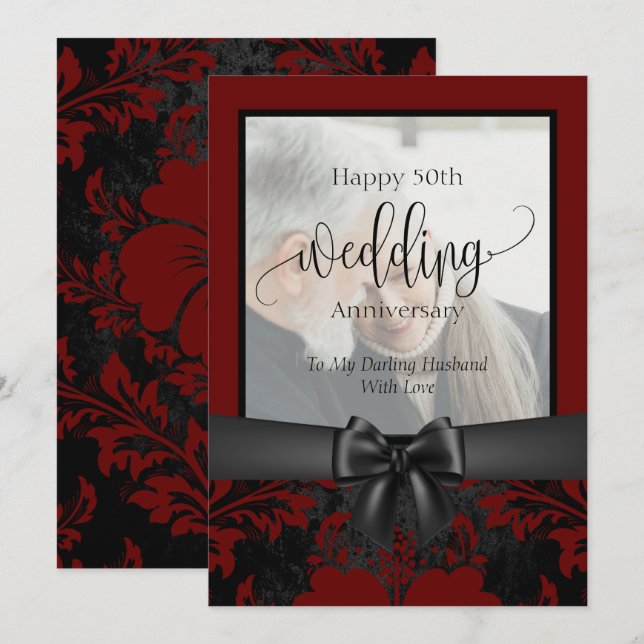 50. Hochzeitstag - traditionelles Foto i Einladung (Vorne/Hinten)