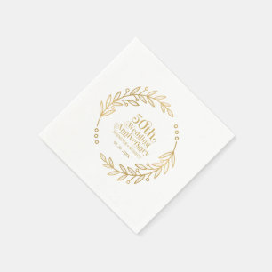 50. Hochzeitstag-Typografie Goldener Kranz Serviette