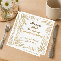 50. Hochzeitstag Typografie Goldenes Blattwerk