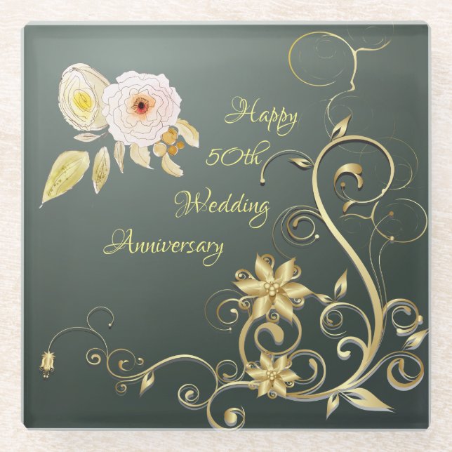 50. Hochzeitstag Untersetzer (Vorderseite)