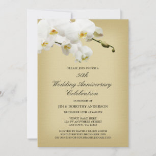 50. Hochzeitstag Vintage Weiße Orchidee Einladung