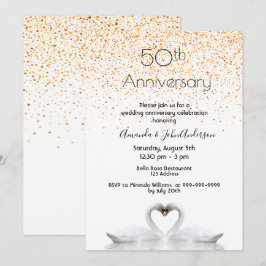 50. Hochzeitstag zwei Schwäne in Liebe weiß Einladung