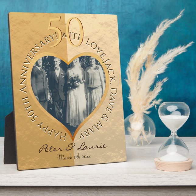 50. HochzeitstagTabletop Plaque mit Easel Fotoplatte (Seite)