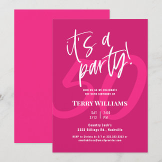 50. Hot Pink Geburtstagsparty Einladung