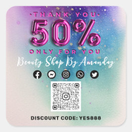 50%IGE QR CODE Logo Pink kaufen Quadratischer Aufkleber