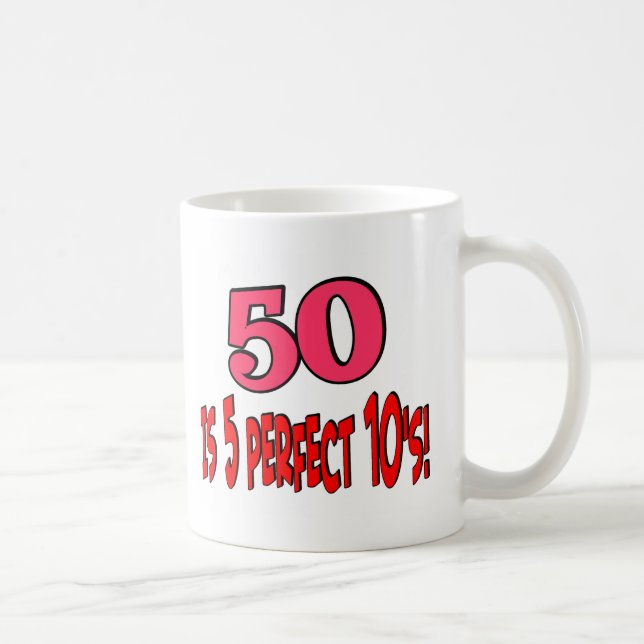 50 ist 5 perfekte 10s (ROSA) Kaffeetasse (Rechts)