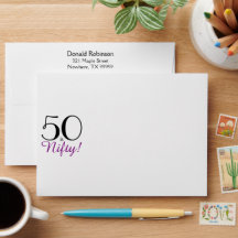 50 ist Nifty! Einladung mit Rücksendeadresse