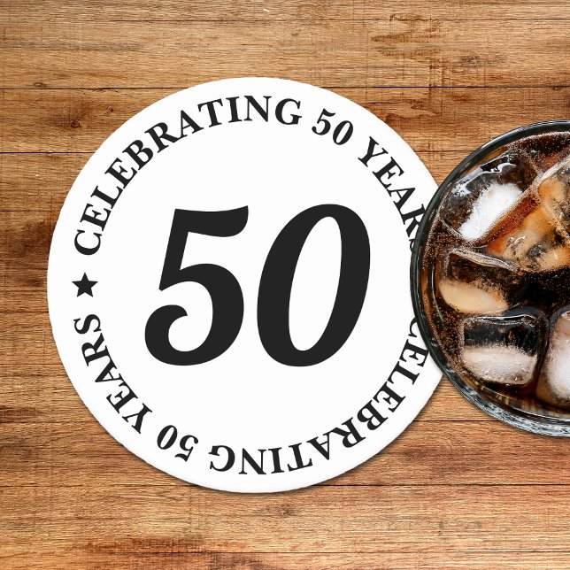 50 Jahre 50. Geburtstag Runder Pappuntersetzer (Celebrating 50 Years Fifty 50th Birthday Round Paper Coaster
)