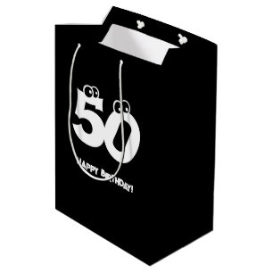 50 Jahre alt Eyeball Text Geburtstagsgeschenktasch Mittlere Geschenktüte