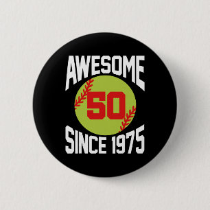 50 Jahre alt Großartig seit 1975 Softll 50. Geburt Button