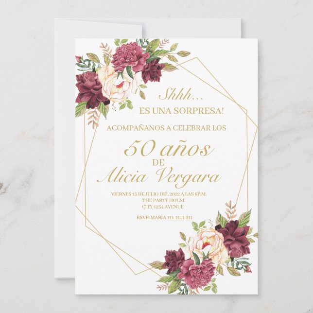 50 Jahre alt Tarjeta de anuncios plana Ankündigung (Vorderseite)