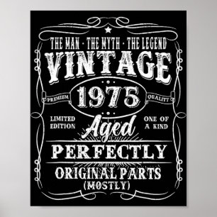 50 Jahre alt Vintage 1975 Mann Mythos Legende 50. Poster