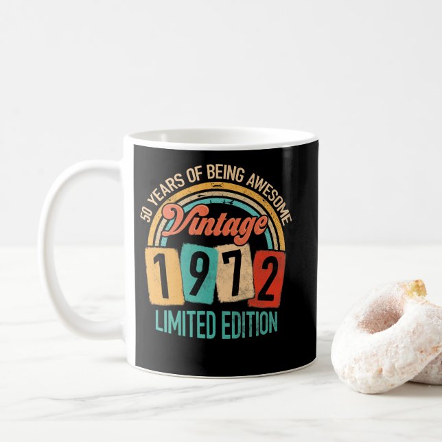 50 Jahre alt von 1972 Phantastisch sein 50. Geburt Kaffeetasse (Mit Donut)