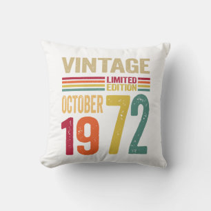 50 Jahre alte Geschenke Vintage Oktober 1972 Kissen