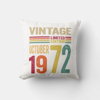 50 Jahre alte Geschenke Vintage Oktober 1972 Kissen