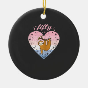 50 Jahre alte süße Faultier-Geburtstags-Girl 50. B Keramik Ornament