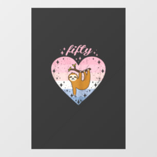 50 Jahre alte süße Faultier-Geburtstags-Girl 50. G Fensteraufkleber