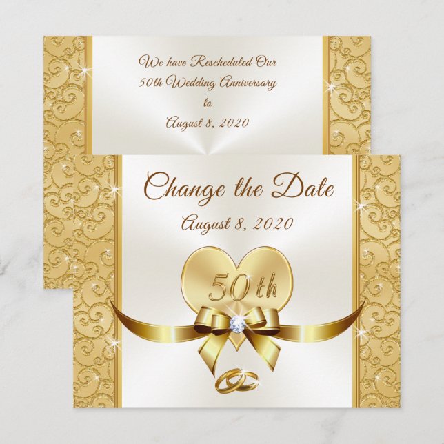 50 Jahre anpassen Ändern Sie die Datumskarten Einladung (Vorne/Hinten)