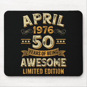 50 Jahre awesome vintage April 1976 50. Geburtstag Mousepad