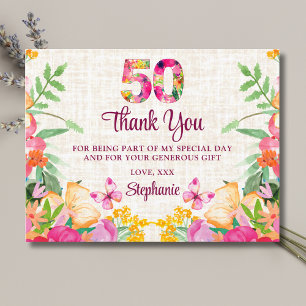 50 Jahre Blume Blumenhandtücher 50. Geburtstag Dan Postkarte