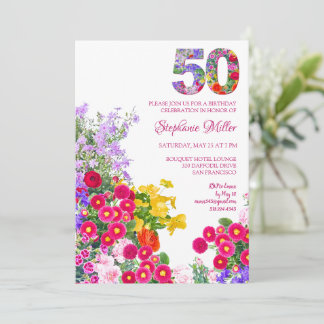 50 Jahre Elegant Garden Floral - 50. Geburtstag Einladung