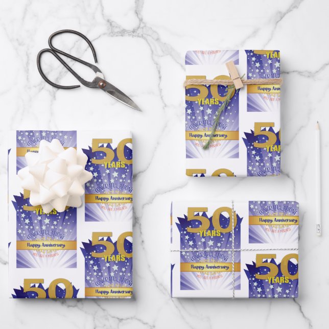 50 Jahre Erholung Jahrestag kühne Zahl Geschenkpapier Set (Vorderseite)