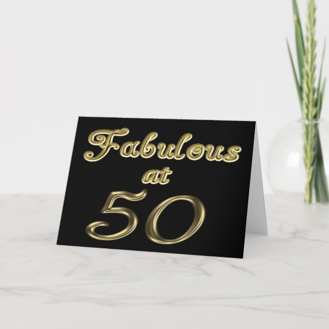 50 Jahre Fabelhaft mit 50 Gold Typografie Alter 50 Karte (Vorderseite)