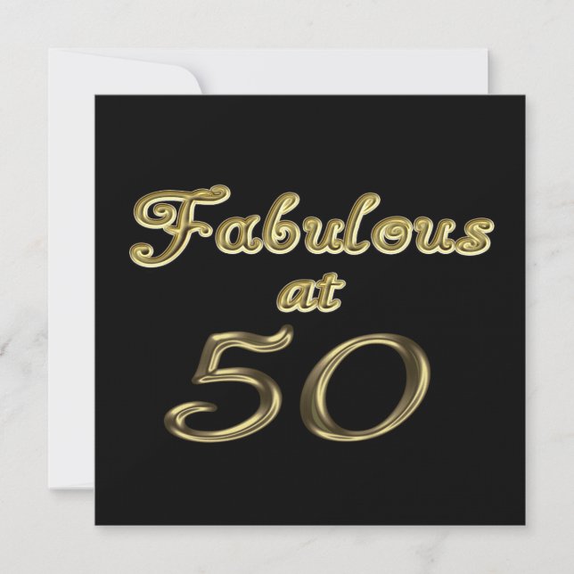 50 Jahre Fabelhaft mit 50 Gold Typografy Age 50 Einladung (Vorderseite)