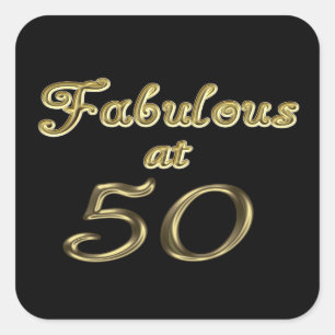 50 Jahre Fabelhaft mit 50 Gold Typografy Age 50 Quadratischer Aufkleber