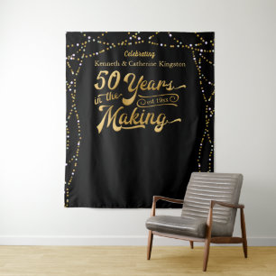 50 Jahre Foto Hintergrund Schwarz und Gold Wandteppich