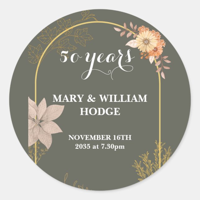 "50 Jahre für immer: Ein Jubiläum, an den man sich Runder Aufkleber (Vorderseite)