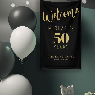 50 Jahre Geburtstagsname personalisiert Schwarz Go Banner