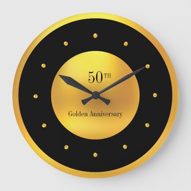 50 Jahre Gold & Black Große Wanduhr (Vorderseite)