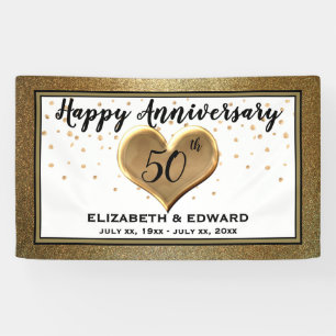 50 Jahre Gold Confetti - Hanging Banner