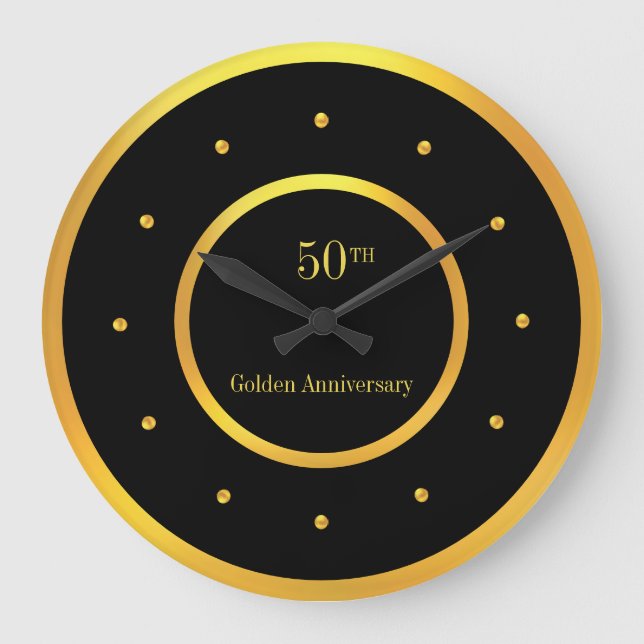 50 Jahre Gold Frame & Black Große Wanduhr (Vorderseite)