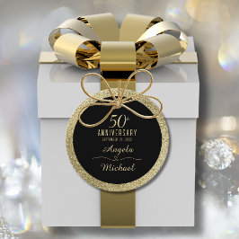 50 Jahre Gold Glitzer Black Stylish Glam Geschenkanhänger