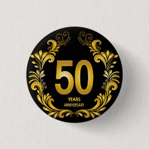 50 Jahre Gold Glitzer Jubiläum Button
