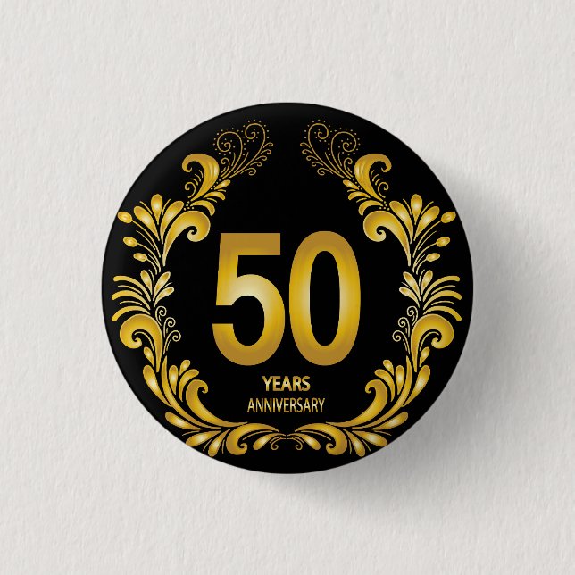 50 Jahre Gold Glitzer Jubiläum Button (Vorderseite)