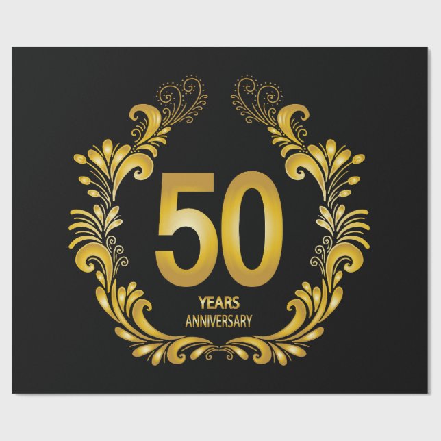 50 Jahre Gold Glitzer Jubiläum Geschenkpapier (Flach)